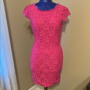Diane Von Furstenberg Pink Flutter Sleeve Bodycon Mini Dress